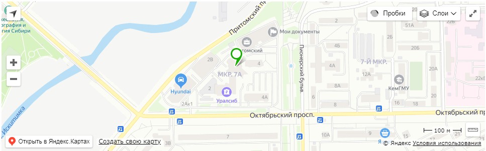 Адрес салона на карте в Кемерово